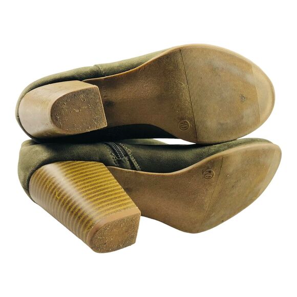 Old Navy Women's Olive Green Faux Suede Zip Ankle Booties Size 10 - Picture 6 of 7